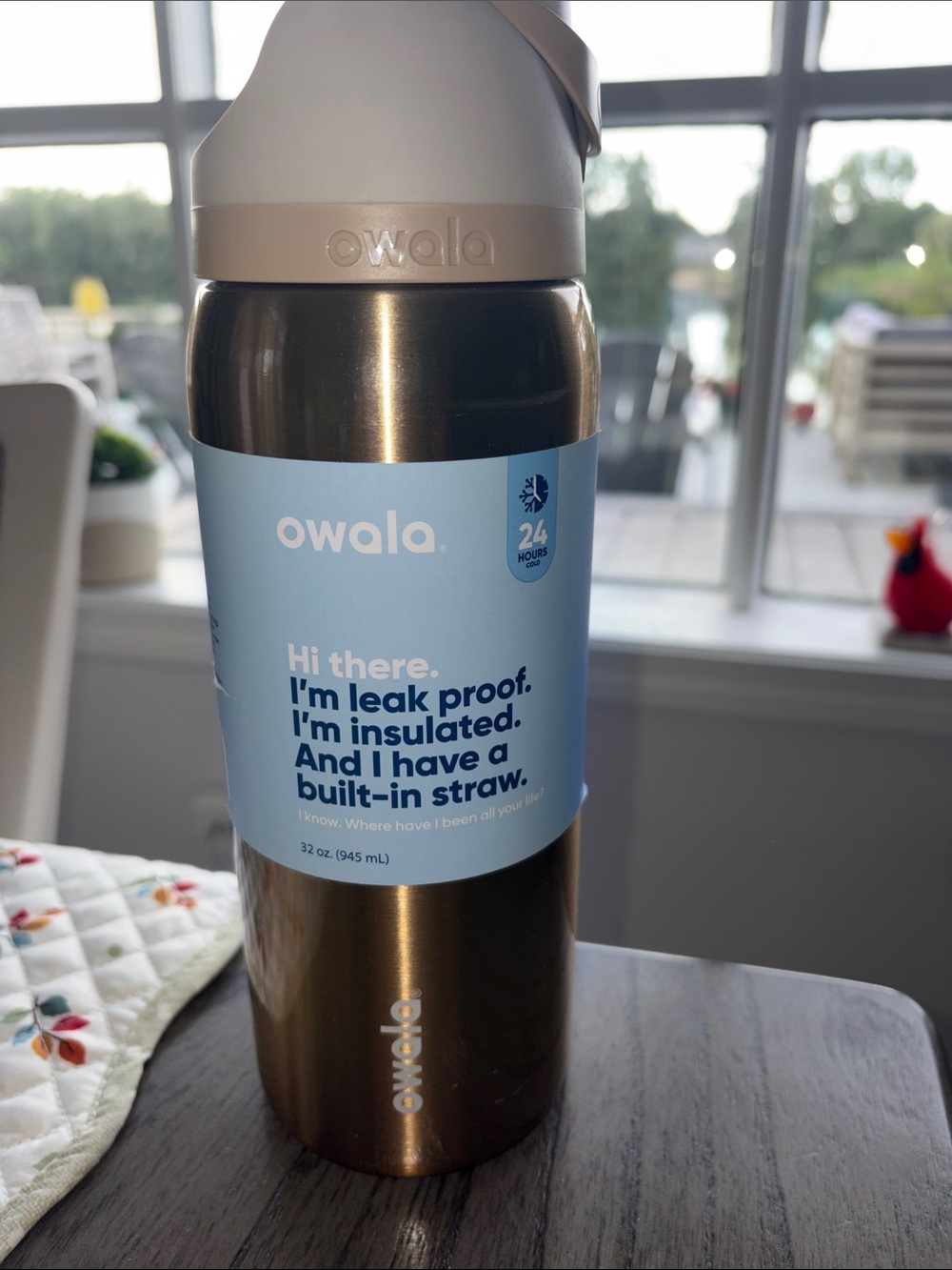 Owala Insulated Bottle with Built-In Straw-Metallic Gold